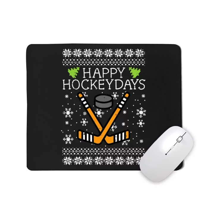 Hockey Holiday Festive Ugly Christmas Sweater Mousepad