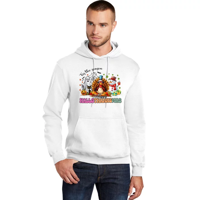 Happy Hallothanksmas Funny Halloween Thanksgiving Christmas Hoodie