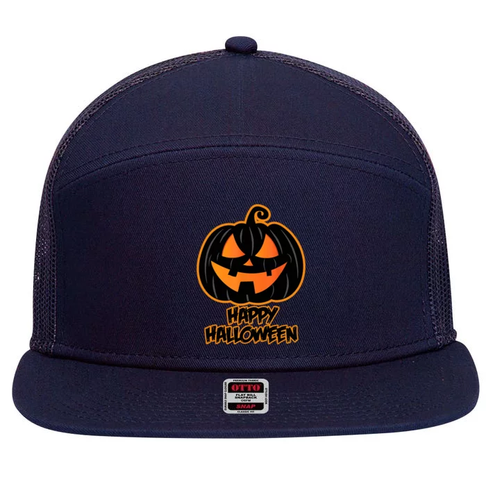 Happy Halloween For And Wo Pumpkin Halloween 7 Panel Mesh Trucker Snapback Hat