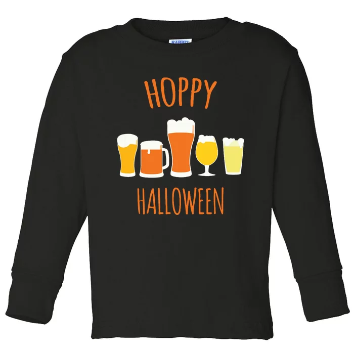 Hoppy Halloween Funny Halloween Beer Drinking Gift Toddler Long Sleeve Shirt