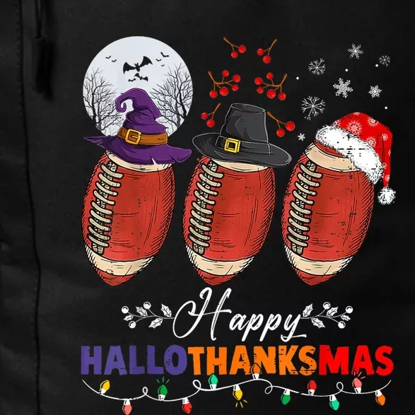 Happy Hallothanksmas Football Halloween Thanksgiving Xmas T Daily Commute Backpack