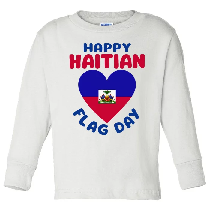 Happy Haitian Flag Day Cool Haiti Flag Heart Toddler Long Sleeve Shirt