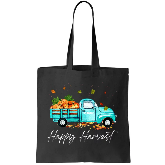 Happy Harvest Fall Season Pumpkin Truck Thanksgiving Vintage Tote Bag