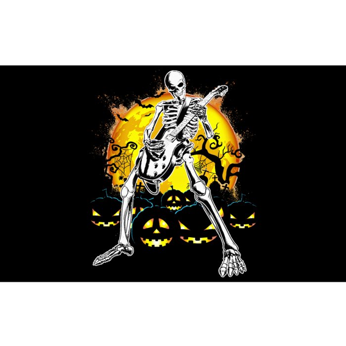 Happy Halloween Funny Skeleton Playing Guitar Pumpkin Vibes Bumper Sticker