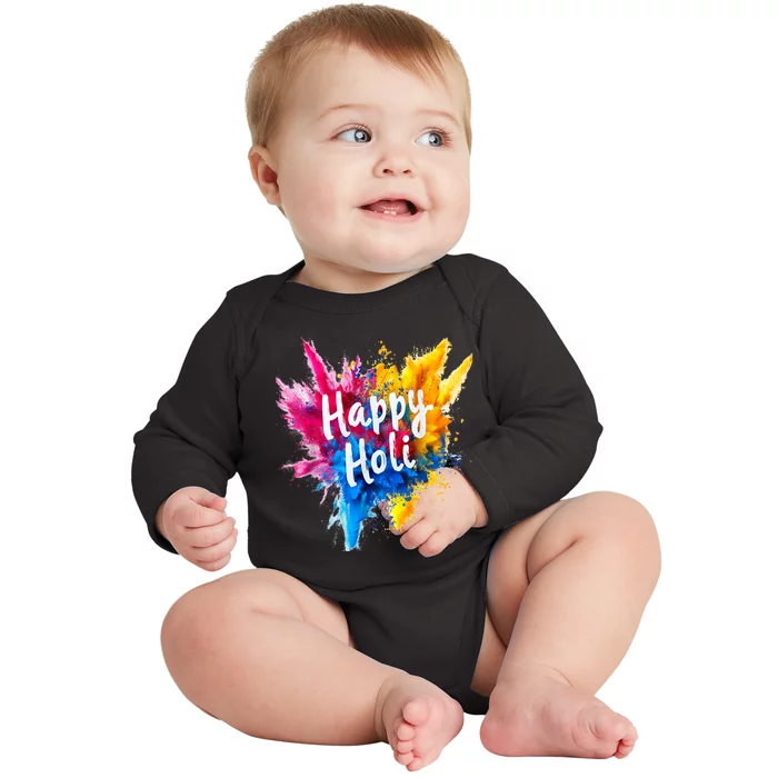 Happy Holi For Color India Hindu Gifts Baby Long Sleeve Bodysuit