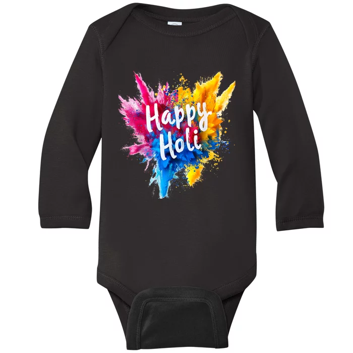 Happy Holi For Color India Hindu Gifts Baby Long Sleeve Bodysuit