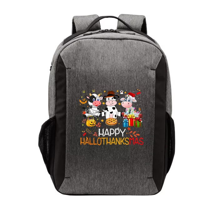 Happy HalloThanksMas Funny Santa Cow Halloween Thanksgiving Vector Backpack