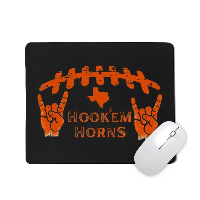 HookEm Horns Football Laces And Texas Map Mousepad