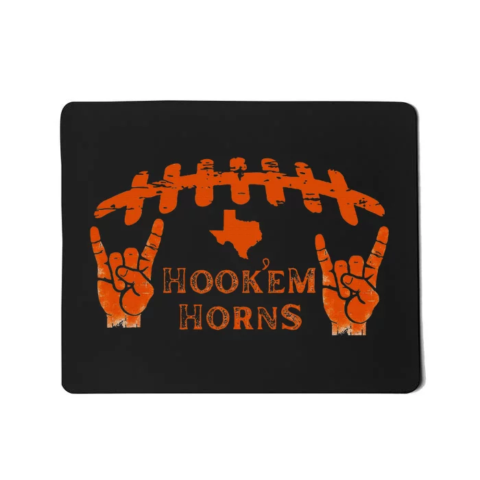 HookEm Horns Football Laces And Texas Map Mousepad