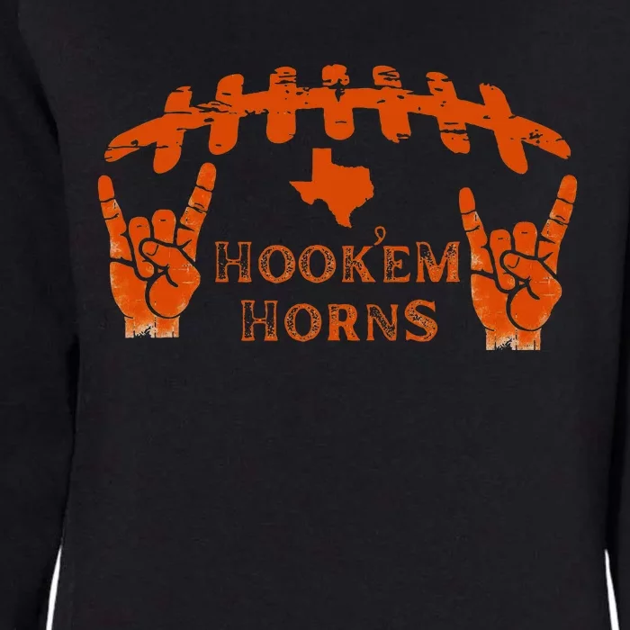 HookEm Horns Football Laces And Texas Map Womens California Wash Sweatshirt