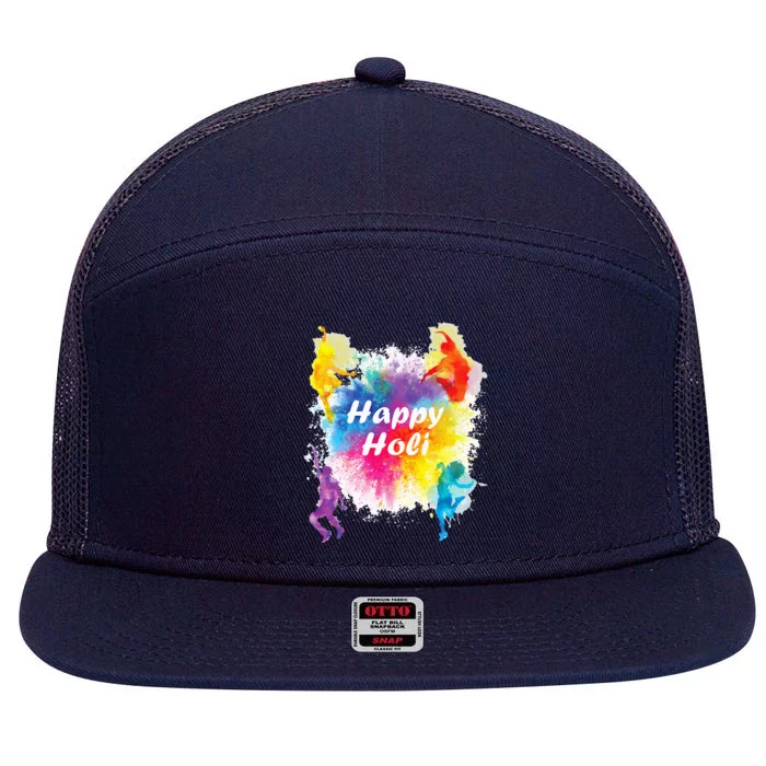 Happy Holi Festival Outfit For India Hindu 7 Panel Mesh Trucker Snapback Hat