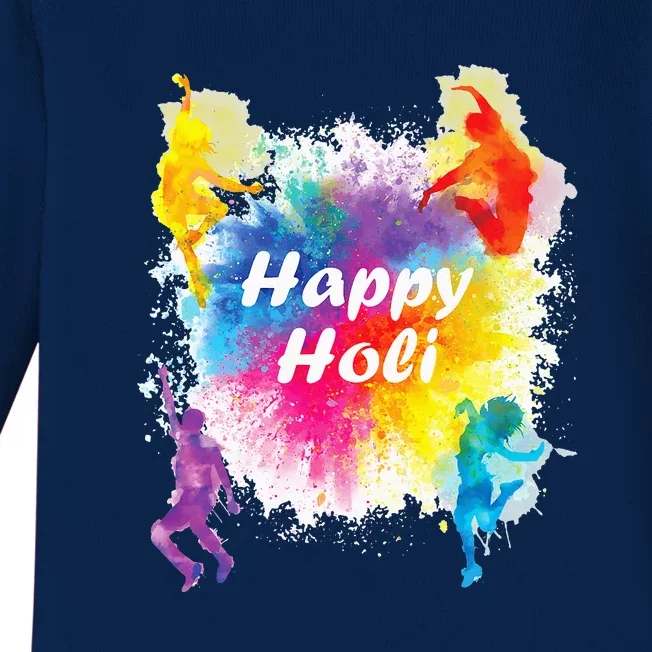 Happy Holi Festival Outfit For India Hindu Baby Long Sleeve Bodysuit