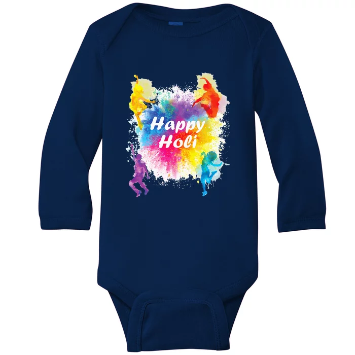 Happy Holi Festival Outfit For India Hindu Baby Long Sleeve Bodysuit