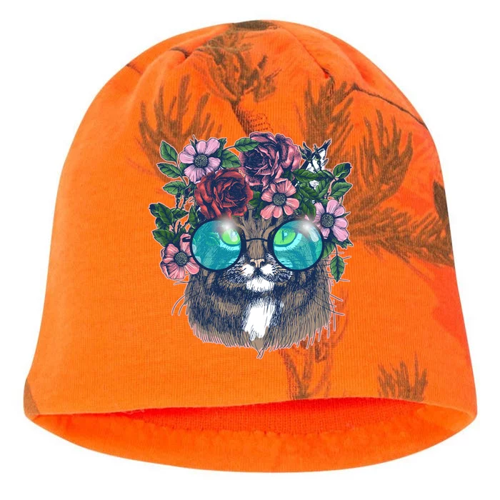 Hippy Hipster Flower Crown Cat Kati - Camo Knit Beanie