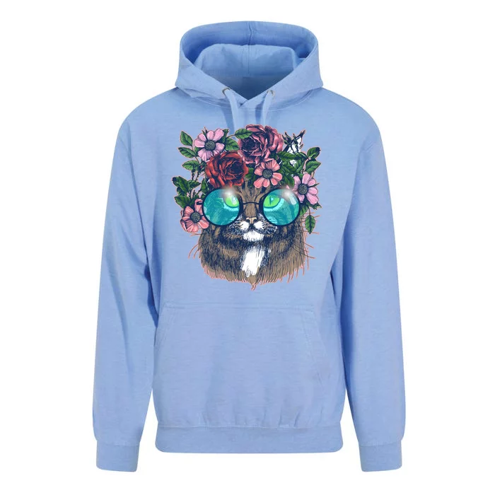 Hippy Hipster Flower Crown Cat Unisex Surf Hoodie