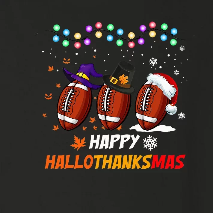 Happy Hallothanksmas Football Halloween Thanksgiving Xmas Toddler Long Sleeve Shirt