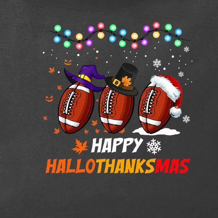 Happy Hallothanksmas Football Halloween Thanksgiving Xmas Zip Tote Bag