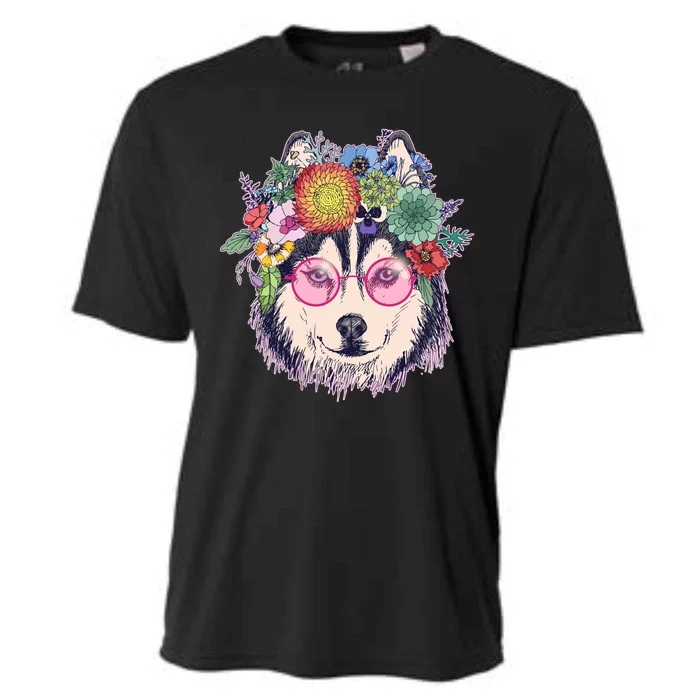 Hippy Hipster Flower Crown Dog Cooling Performance Crew T-Shirt