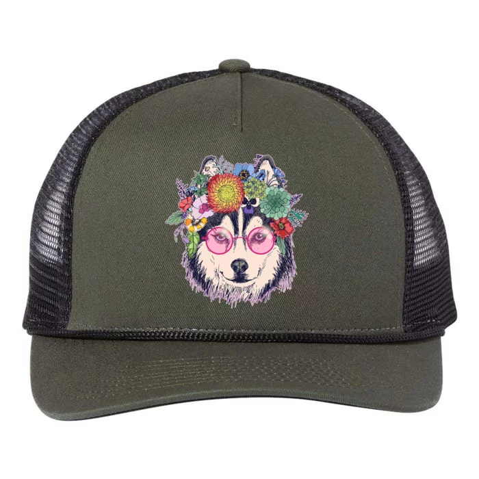 Hippy Hipster Flower Crown Dog Retro Rope Trucker Hat Cap