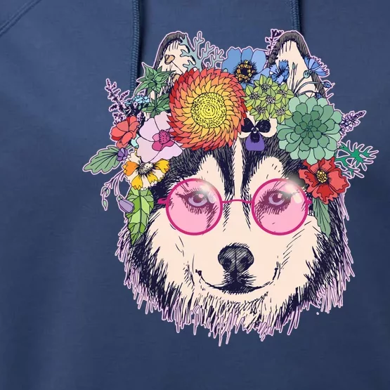 Hippy Hipster Flower Crown Dog Performance Fleece Hoodie