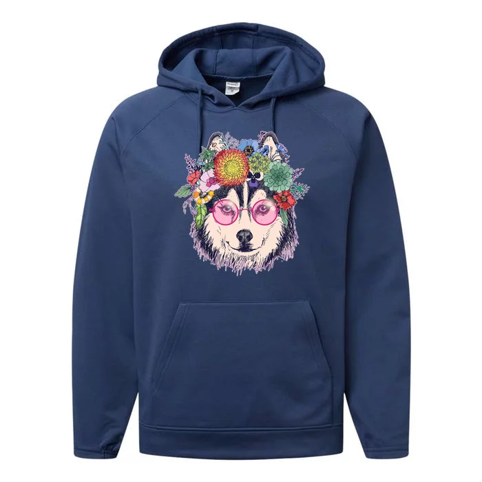 Hippy Hipster Flower Crown Dog Performance Fleece Hoodie