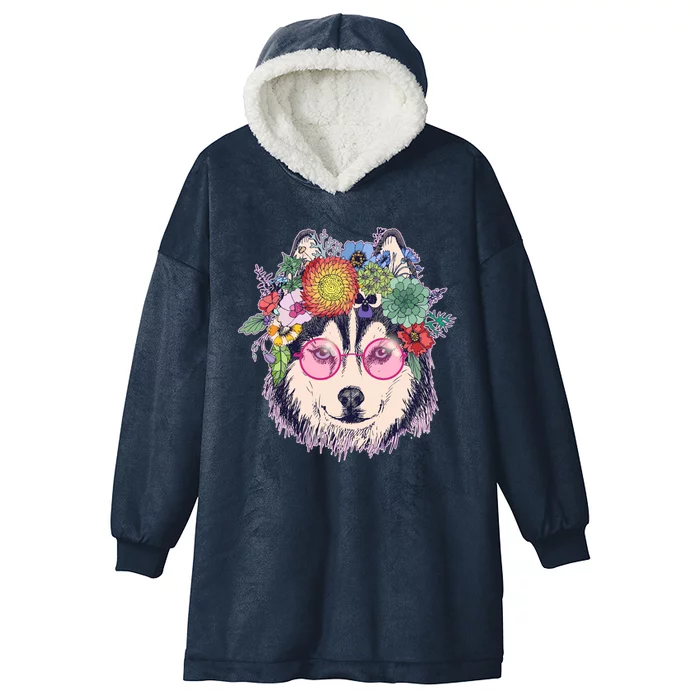 Hippy Hipster Flower Crown Dog Hooded Wearable Blanket