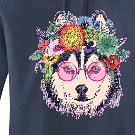 Hippy Hipster Flower Crown Dog Women's Pullover Hoodie