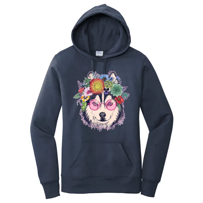 Hippy Hipster Flower Crown Dog Women's Pullover Hoodie