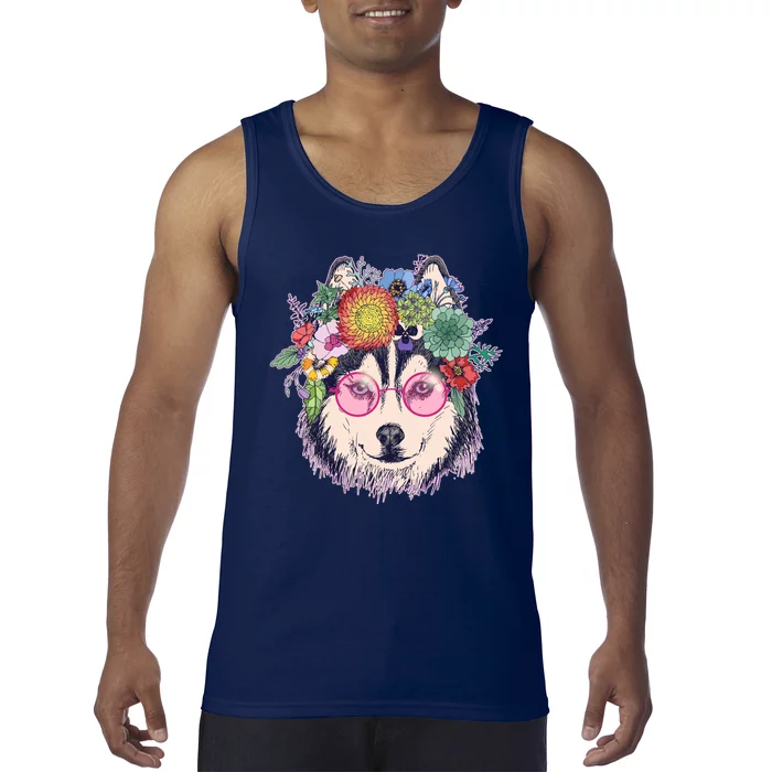 Hippy Hipster Flower Crown Dog Tank Top