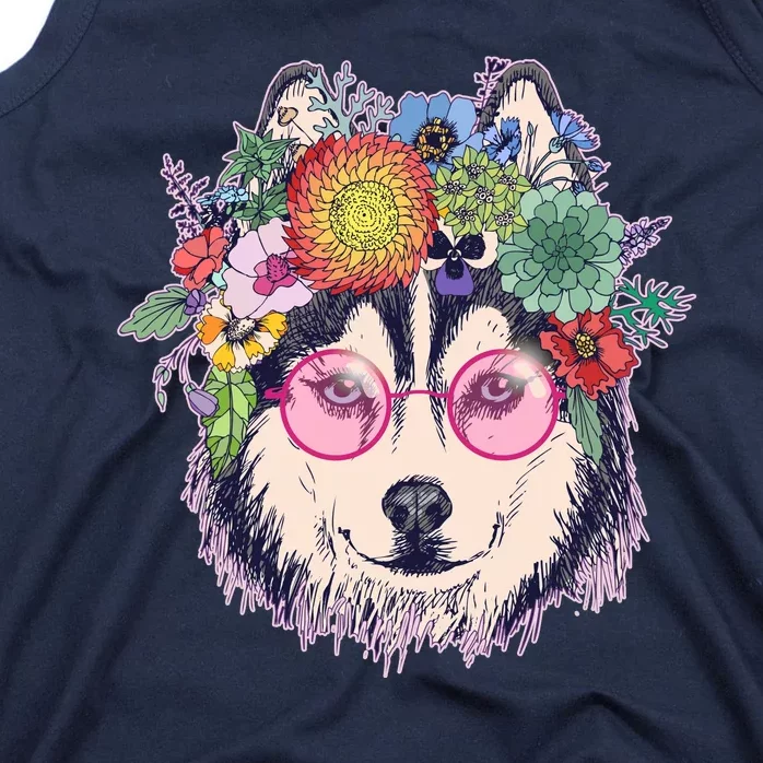 Hippy Hipster Flower Crown Dog Tank Top