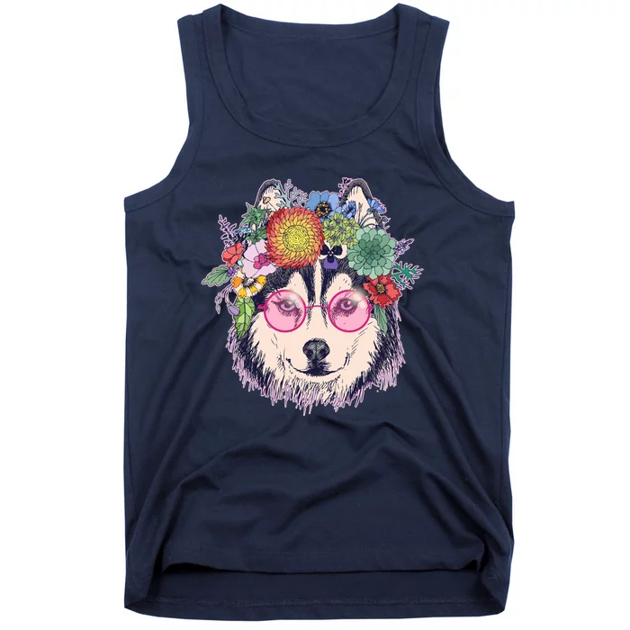 Hippy Hipster Flower Crown Dog Tank Top