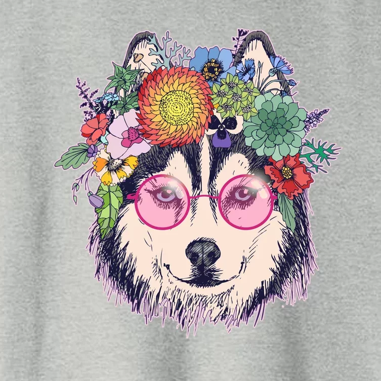 Hippy Hipster Flower Crown Dog Women's Crop Top Tee