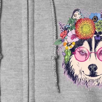 Hippy Hipster Flower Crown Dog Full Zip Hoodie