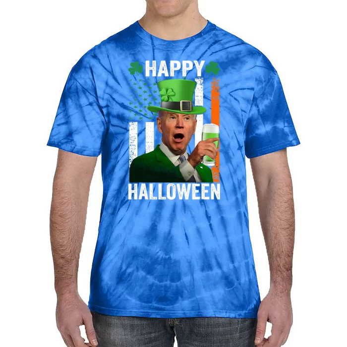 Happy Halloween Funny Joe Biden St Patrick's Day Irish Flag Great Gift Tie-Dye T-Shirt