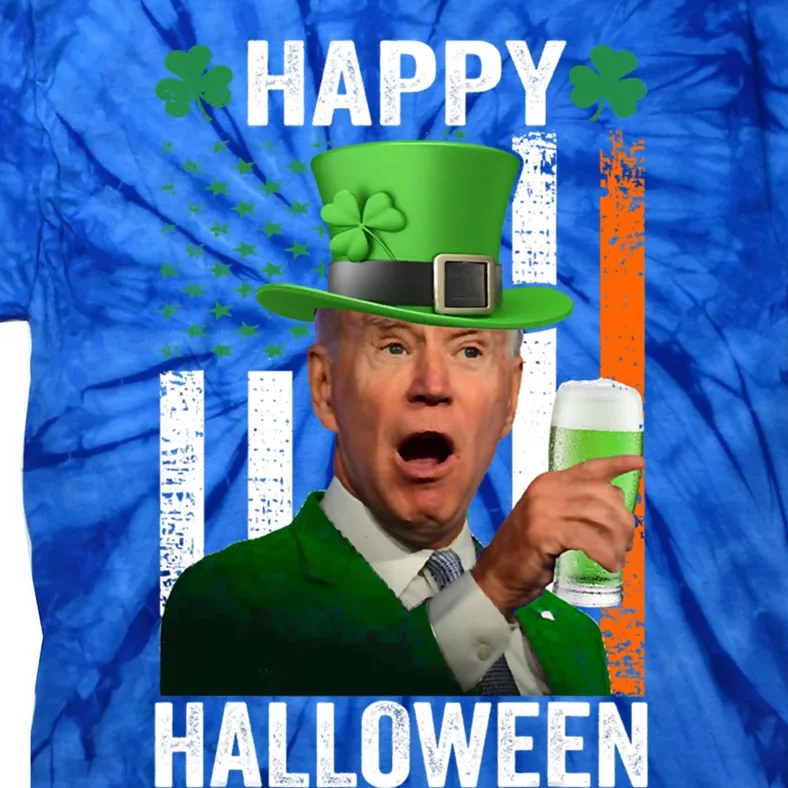 Happy Halloween Funny Joe Biden St Patrick's Day Irish Flag Great Gift Tie-Dye T-Shirt