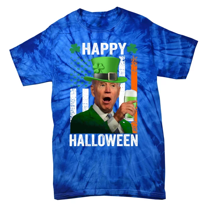 Happy Halloween Funny Joe Biden St Patrick's Day Irish Flag Great Gift Tie-Dye T-Shirt