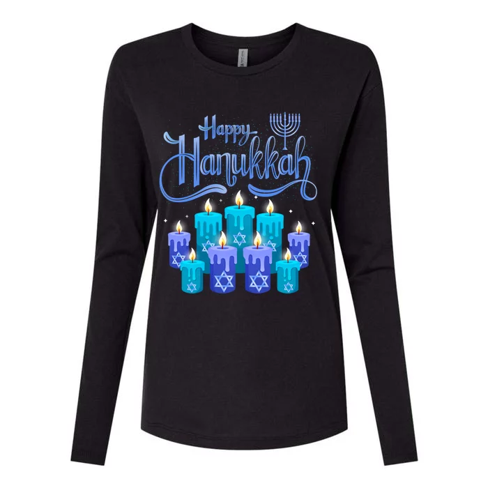 Happy Hanukkah Festival Of Light Candles Cute Gift Womens Cotton Relaxed Long Sleeve T-Shirt