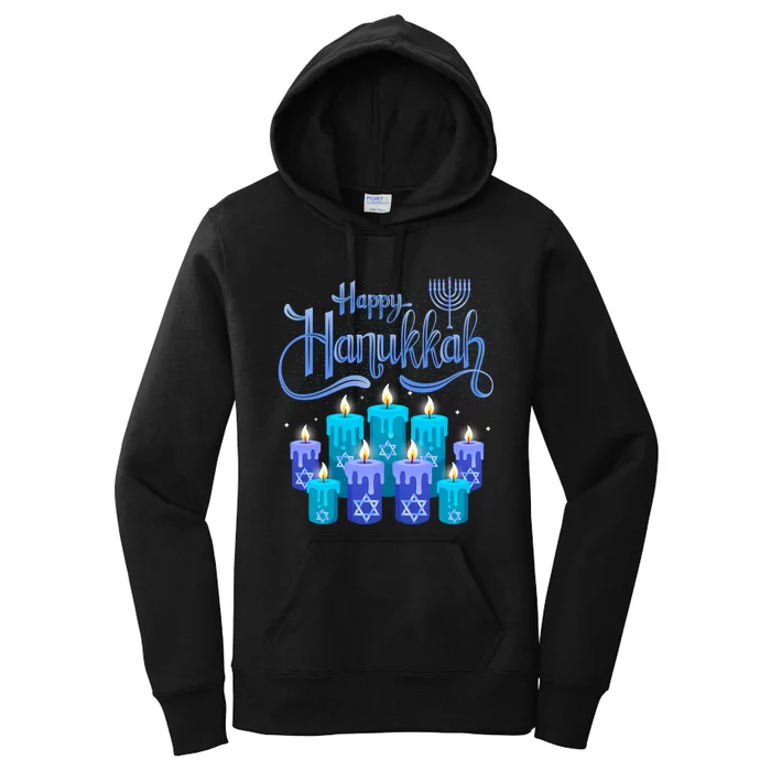 Happy Hanukkah Festival Of Light Candles Cute Gift Women's Pullover Hoodie