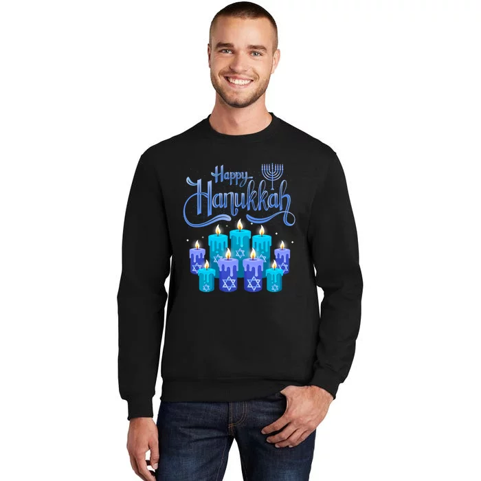 Happy Hanukkah Festival Of Light Candles Cute Gift Tall Sweatshirt