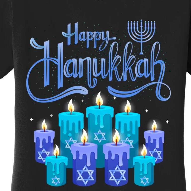 Happy Hanukkah Festival Of Light Candles Cute Gift Women's T-Shirt