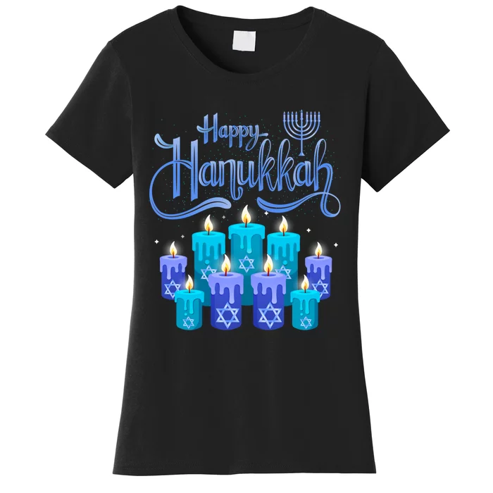 Happy Hanukkah Festival Of Light Candles Cute Gift Women's T-Shirt