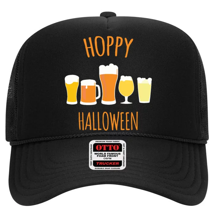 Hoppy Halloween Funny Halloween Beer Drinking Gift High Crown Mesh Trucker Hat