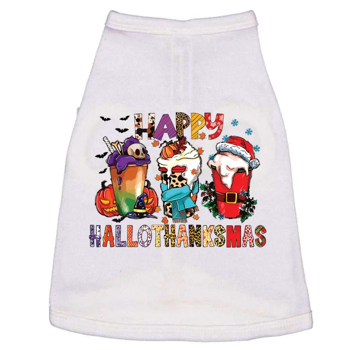 Happy Hallothanksmas Funny Halloween Thanksgiving Christmas Doggie Tank