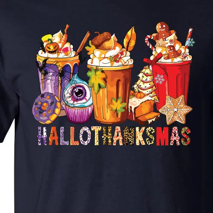 Happy Hallothanksmas Funny Halloween Thanksgiving Christmas Tall T-Shirt