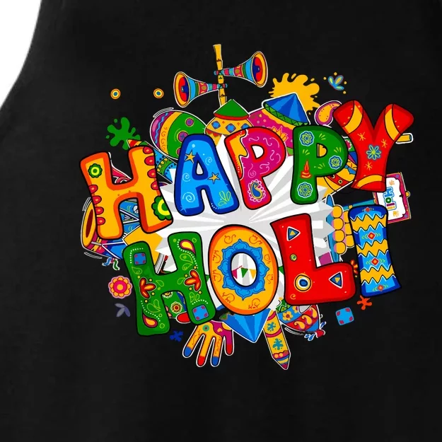 Happy Holi Festival Colors India Hindu Ladies Tri-Blend Wicking Tank