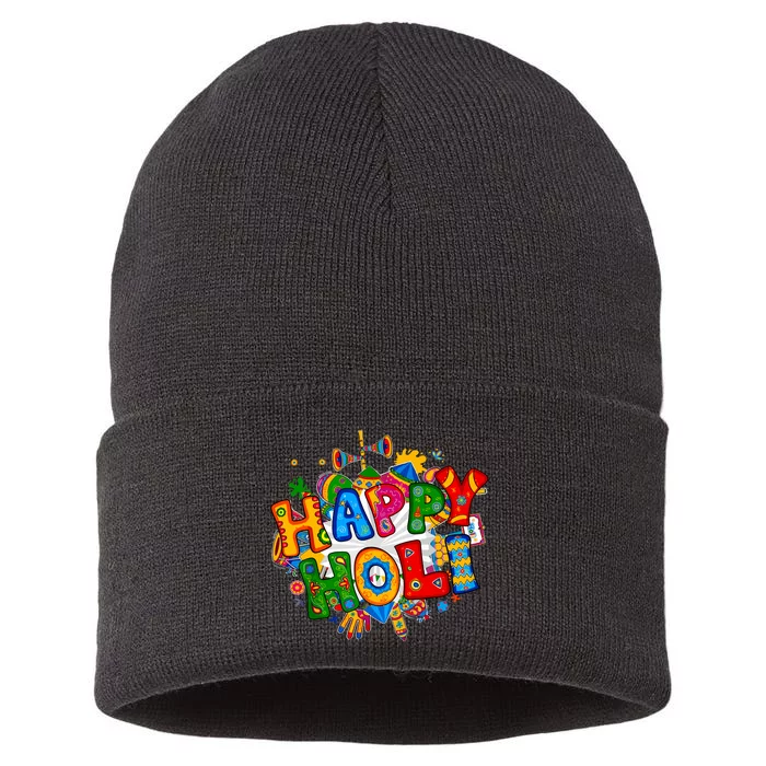 Happy Holi Festival Colors India Hindu Sustainable Knit Beanie