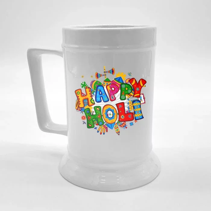 Happy Holi Festival Colors India Hindu Front & Back Beer Stein