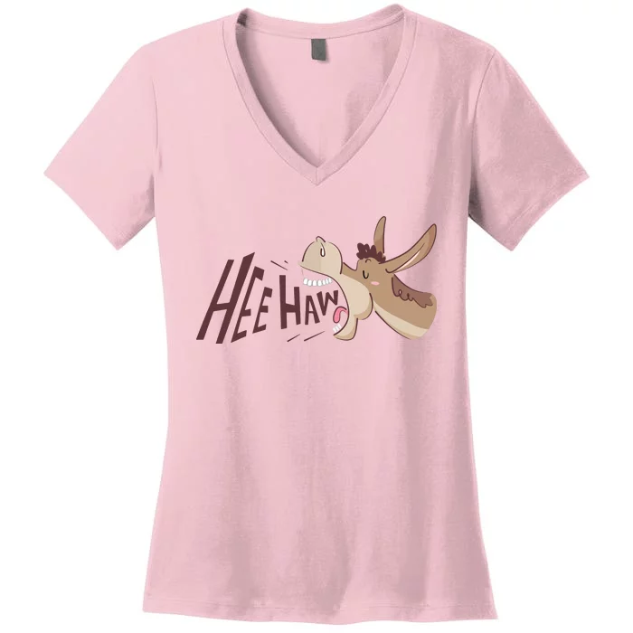 Hee Haw Funny Donkey Laughs Women's V-Neck T-Shirt