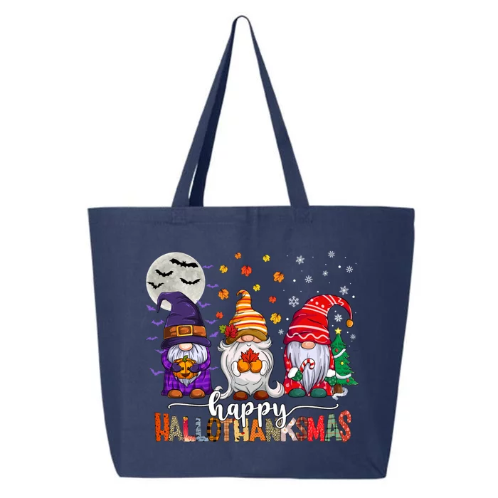 Happy Hallothanksmas Gnomes Lover Halloween Merry Christmas Gift 25L Jumbo Tote