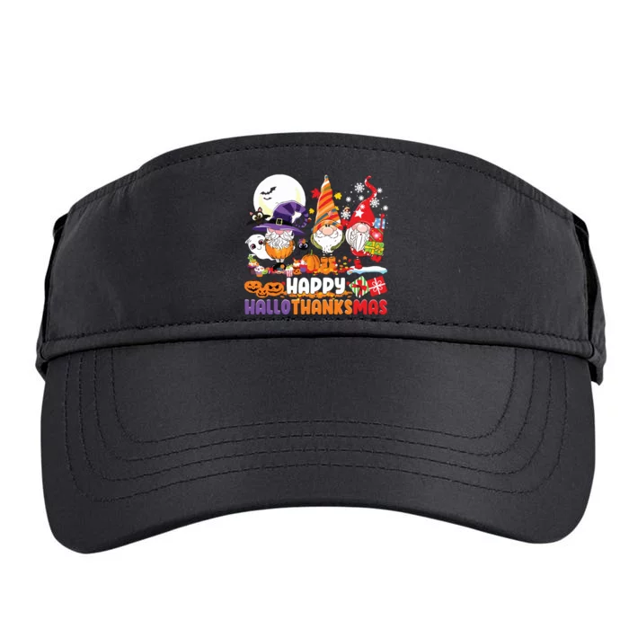 Happy Hallothanksmas Gnome Halloween Thanksgiving Christmas Adult Drive Performance Visor